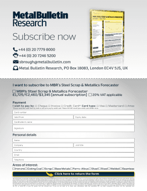 MBR Steel Scrap & Metallics Forecaster Subscription Form