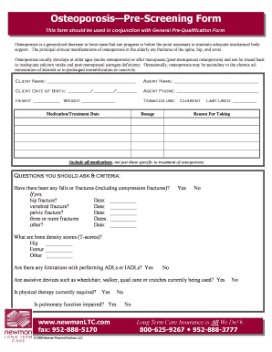 Osteoporosis Pre-Screening Form