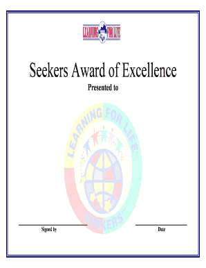 Award of Excellence Certificate