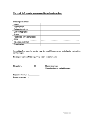 Verzoek informatie aanvraag Nederlanderschap