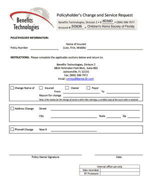Policyholder’s Change and Service Request