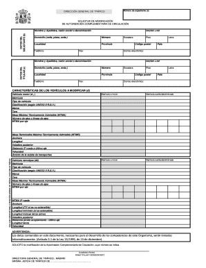 Solicitud de Modificación de Autorización Complementaria de Circulación