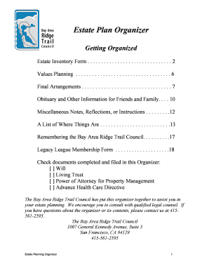 Estate Planning Organizer Form