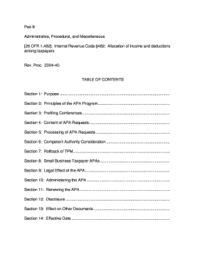 IRS Advance Pricing Agreement Procedure