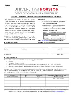 2015-2016 Household Resources Verification Worksheet