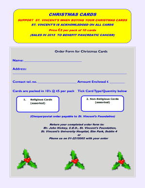Order Form for Christmas Cards