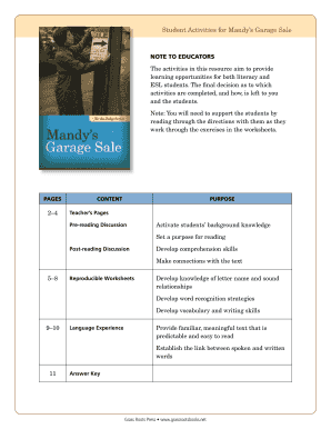 Mandy’s Garage Sale Teacher’s Guide