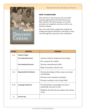 Daycare Centre Teacher's Guide