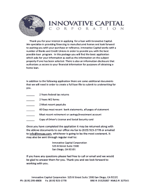 Manufactured Home Loan Application