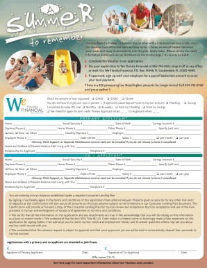 Vacation Loan Application