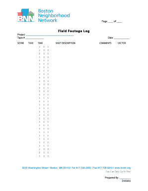 Field Footage Log