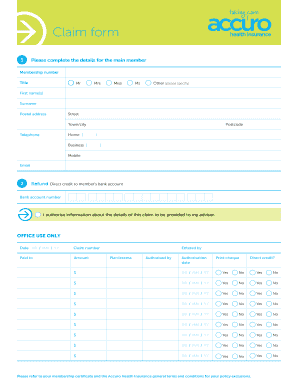 Accuro Health Insurance Claim Form