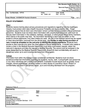 Medical records policy and procedure template - POLICY STATEMENT - richmondbonsecourscom