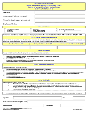 Florida International University W-9 Form