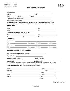 Application for Credit