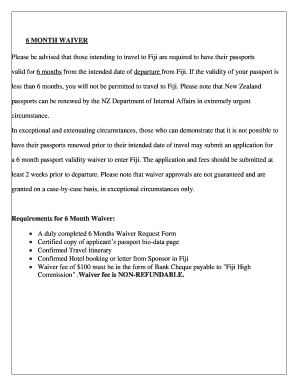 Fiji 6 Month Passport Validity Waiver