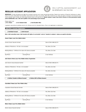 Regular Account Application