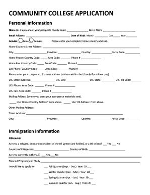Community College Application Form