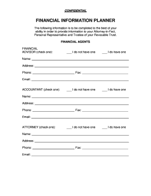 Financial Information Planner Form