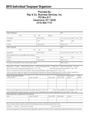 2015 Individual Taxpayer Organizer