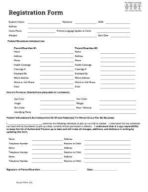 Childcare Registration and Consent Forms