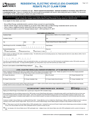 Residential EV Charger Rebate Pilot Claim Form