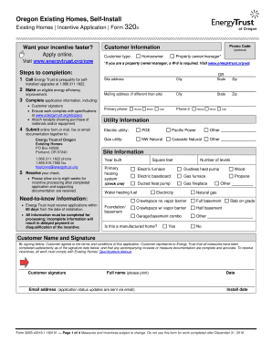 Oregon Existing Homes Incentive Application
