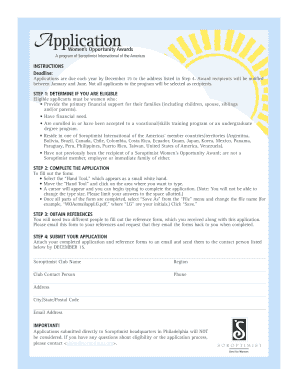 Soroptimist Women's Opportunity Awards Application