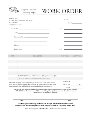 Computer Service Work Order