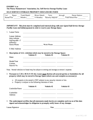 Self-Service Storage Facility Lease