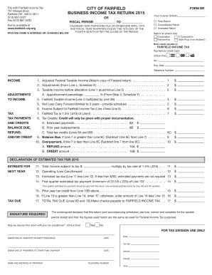 City of Fairfield Business Income Tax Return