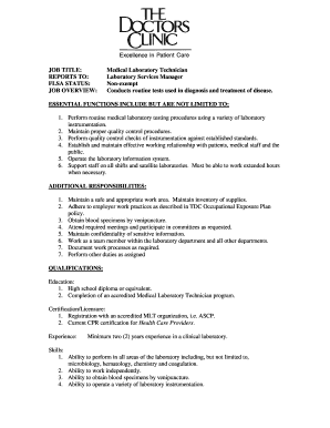 Medical Laboratory Technician Job Description