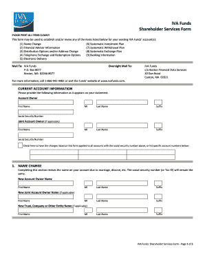 IVA Funds Shareholder Services Form