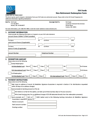 IVA Funds Non-Retirement Redemption Form