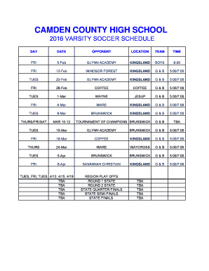 8 team schedule template