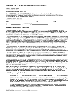 Limited Full Service Listing Contract