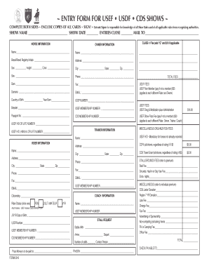 USEF USDF CDS Horse Show Entry Form