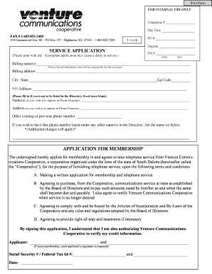 Venture Communications Service Application