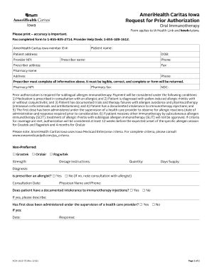 AmeriHealth Caritas Iowa Oral Immunotherapy Prior Authorization