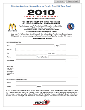 Penalty Free MVP Nomination Form