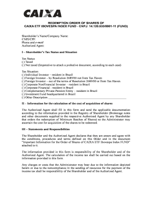 Redemption Order of Shares for CAIXA ETF Ibovespa Index Fund