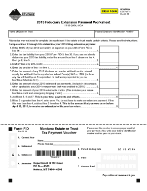 Montana Fiduciary Extension Payment Worksheet