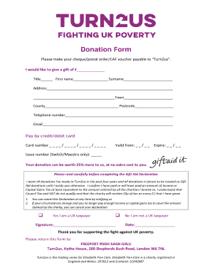 Turn2us Gift Aid Donation Form