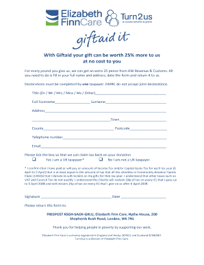 UK Gift Aid Declaration Form