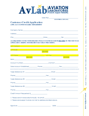 Customer Credit Application Form