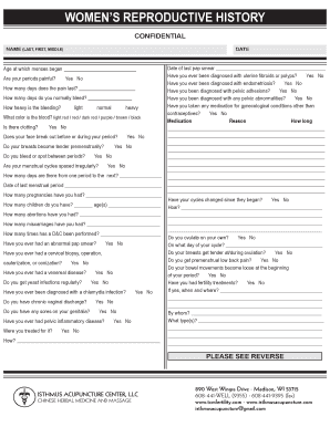 Women's Reproductive History Form