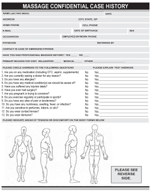Massage Therapy Intake Form
