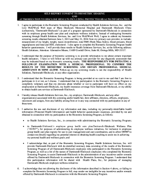 Biometric Screening Consent Form