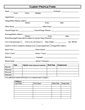 Clergy Profile Form