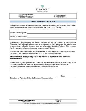 Directory Opt-Out Form